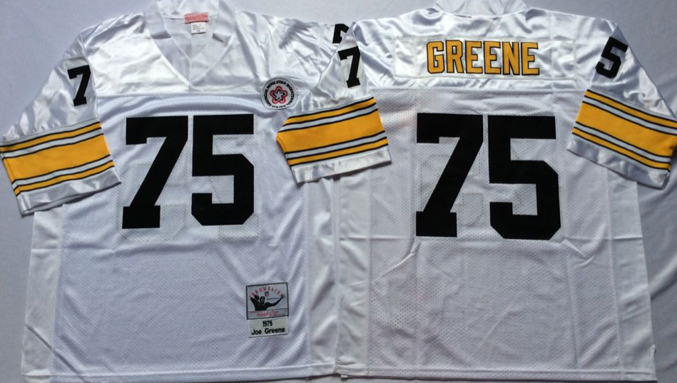 Men NFL Pittsburgh Steelers #75 Greene white Mitchell Ness jerseys->pittsburgh steelers->NFL Jersey